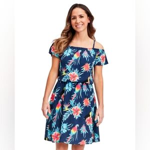 Place Tropical Toucan Off The Shoulder Dress Size Medium